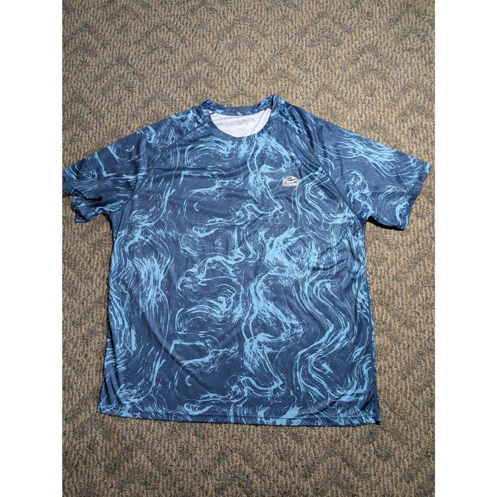 Willit Mens 3XL Blue Marble Water Print Performance Fishing Sun Shirt SS